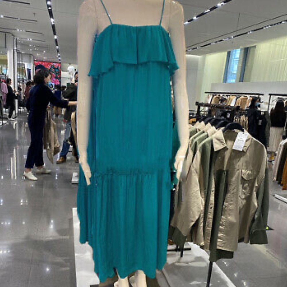 NWT Zara Turquoise Ruffled Dress - Picture 10 of 13
